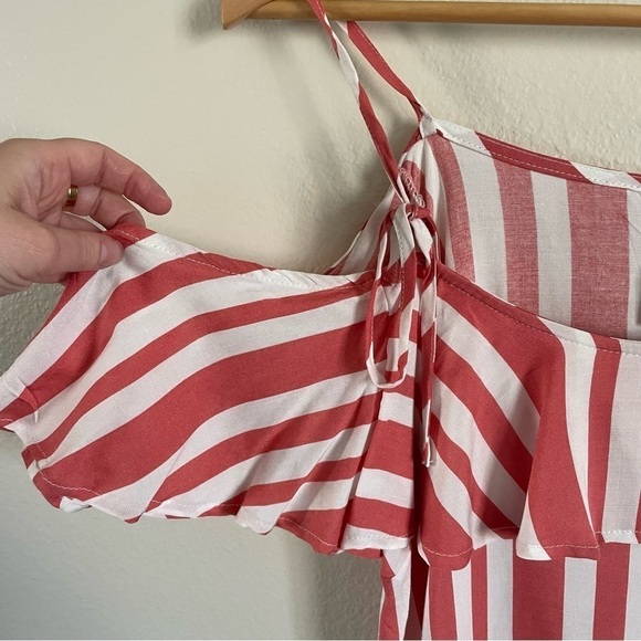 Garage Striped Off The Shoulder Top Bardot Blouse Size 14 - Picture 5 of 7